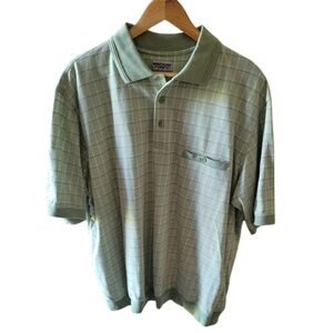 Windham Pointe Sage Green Window Pane Plaid Banded Bottom Mens Shirt Size XL Vtg